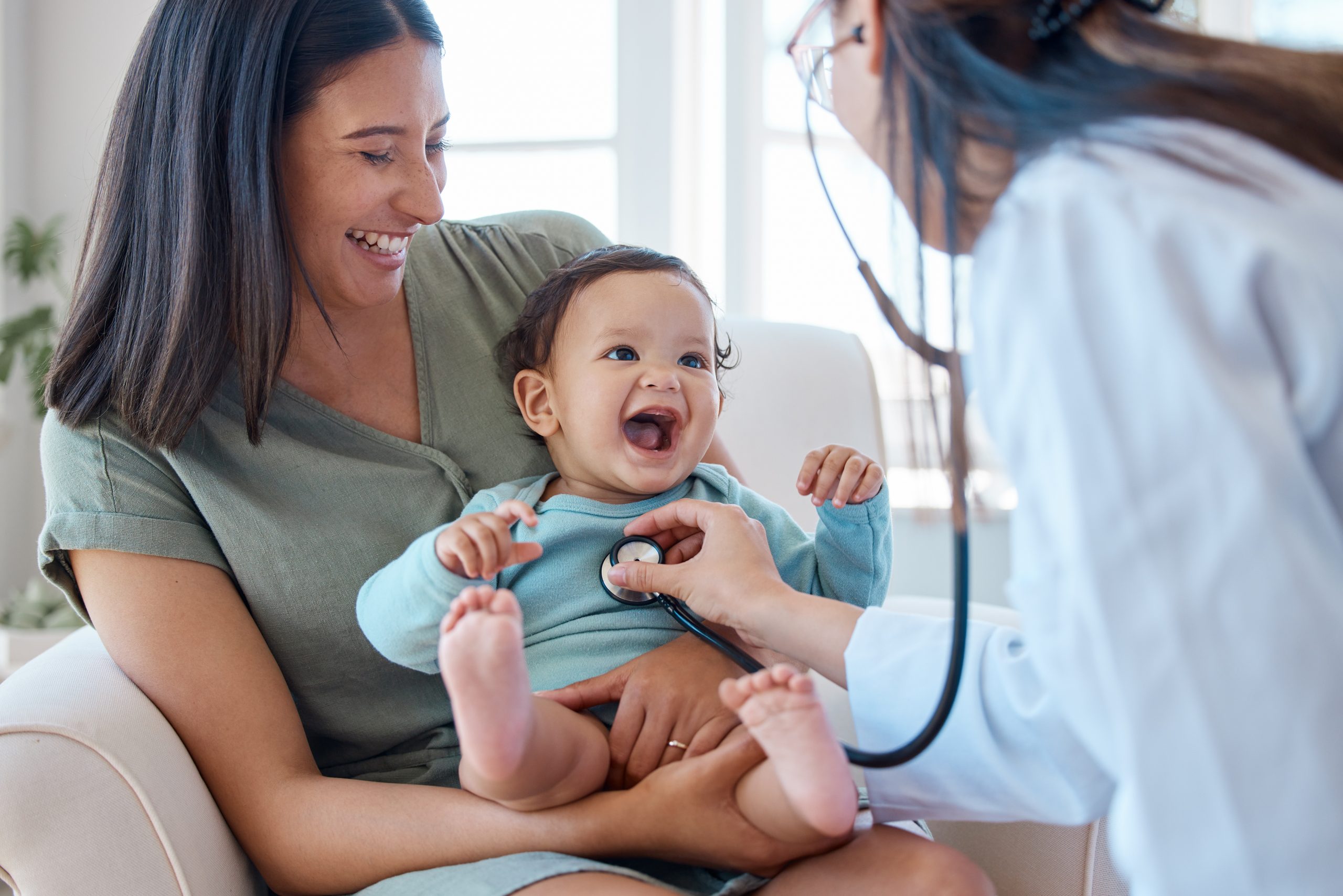 Mother, baby and stethoscope